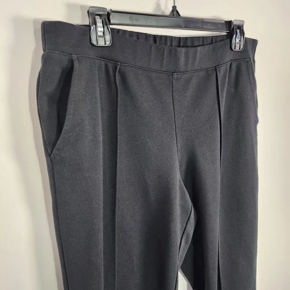 J. Crew Womens Pintuck Sweatpants Black Casual Pants Pull On Size Large Pockets
